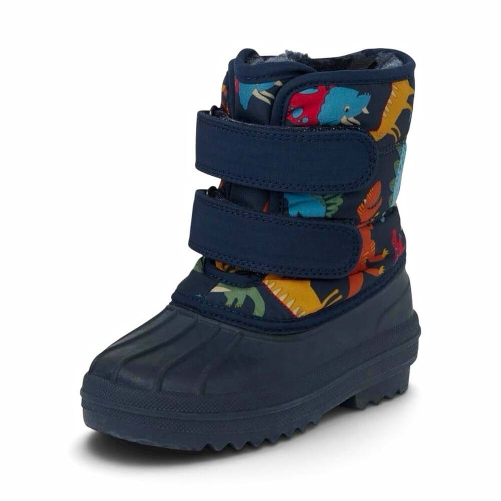 The Children's Place Unisex Kids Size 9 Snow Boots Dino Print Hook & Loop Navy